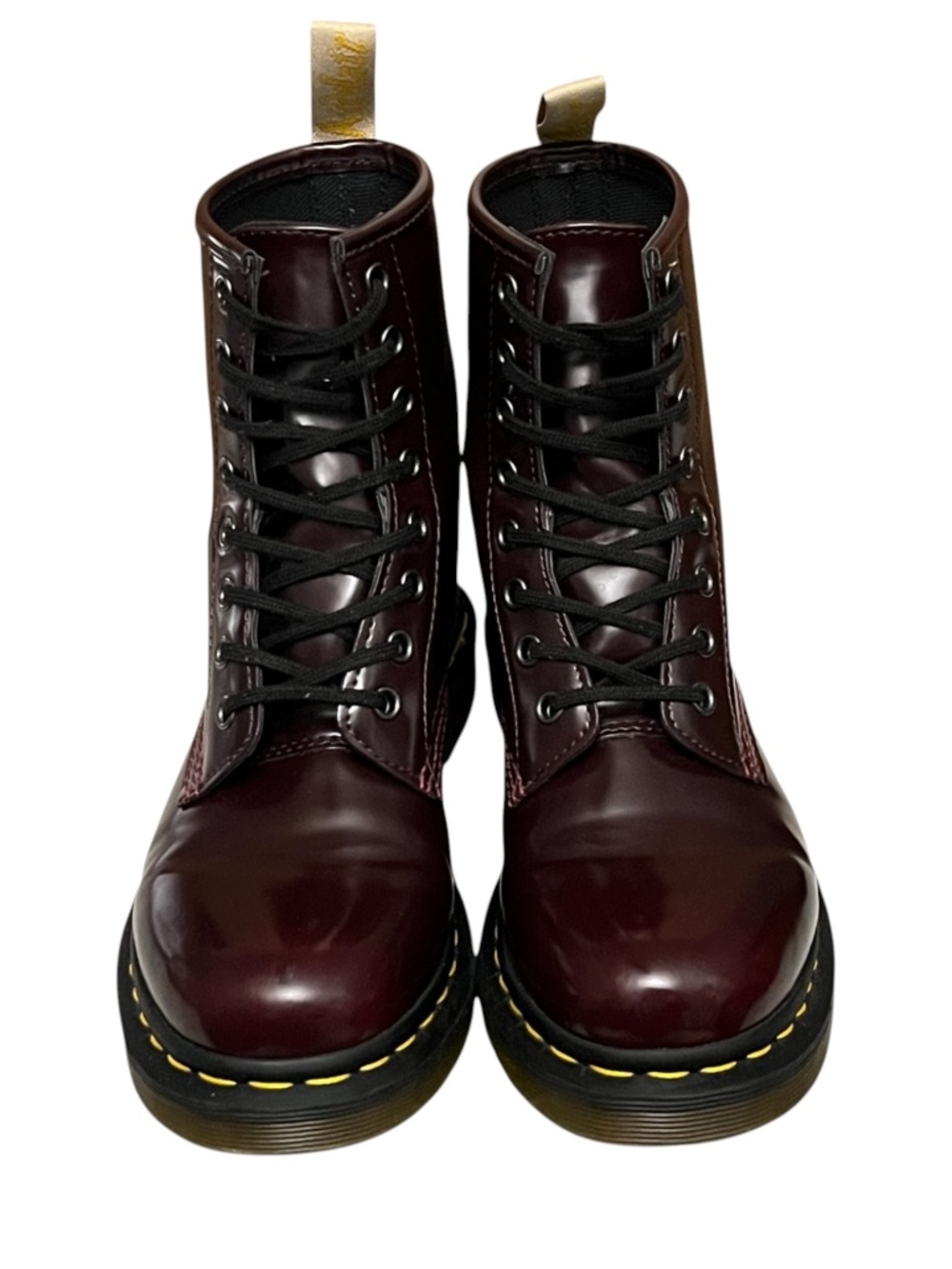 Dr Martens 1460 Vegan Cherry Red Oxford Rub Off Combat Boots US 7 EU 38 - Picture 3 of 11